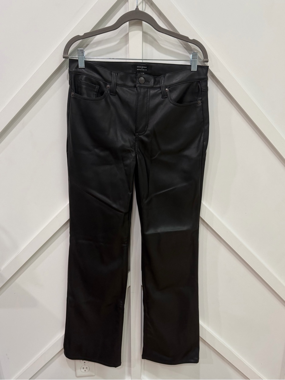 Banana Republic Black Faux Leather Boot-Cut Pants